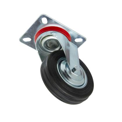 Rueda de chapa y goma base giratoria 